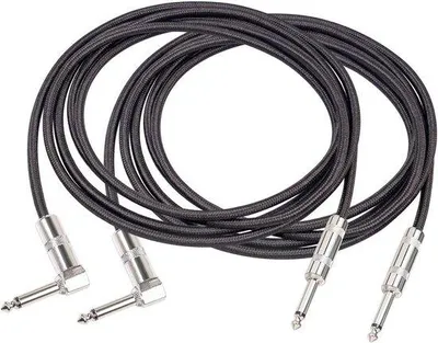 Productafbeelding van Gitaarkabels 2 stuks - Muzieksnoeren - Muziek maken - Dubbel afgeschermd - 3 meter - Zwart