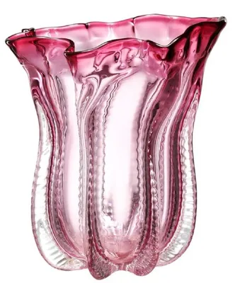 Produktbild von Casa Padrino Designer Glas Blumenvase Rosa Ø 25 x H. 28 cm - Luxus Deko Vase