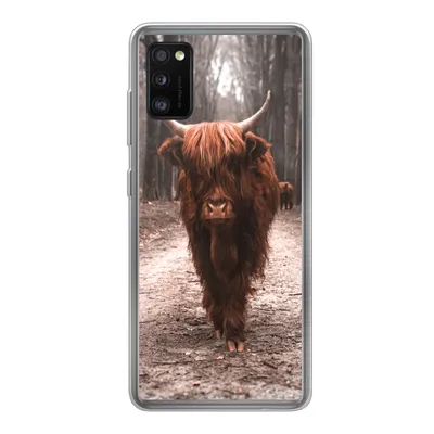 Produktbild von MuchoWow® Handyhülle Schutzhülle Hülle für Samsung Galaxy A41 Schottischer Hochländer - Wald - Kuh - Tiere - Natur Silikon Softcase Handy Hülle - Mobiltelefon