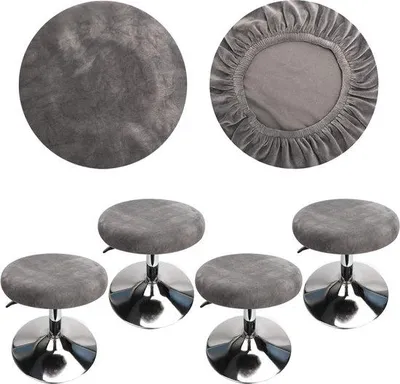 Produktbild von Famanu Husse für runde Hocker - Grau, elastisch und waschbar, 30-40 cm