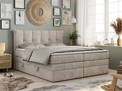 Produktbild von Boxspringbett 7-Zonen Taschenfederkernmatratze und Topper - PREMIUM-10-KING - 140x200cm - Beige - H4