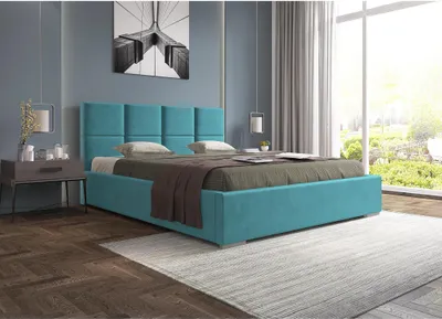 Produktbild von Gepolsterte Bett mit Velours-Bezug Axel Polsterbett mit Holzgestell mit 40 Leisten inklusive Bettkasten und Federmechanismus, Farbe: Marine, Große: 160 x 200 cm