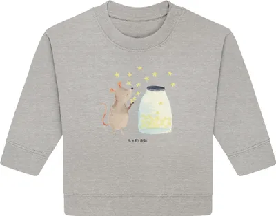 Produktbild von Mr. & Mrs. Panda Organic Baby Pullover Maus Sterne 12. - 18. Monat - Heather Grey - Geschenk, Schwangerschaft, Träume, Wunsch, Lustige Sprüche, Geburtstag, Bullover