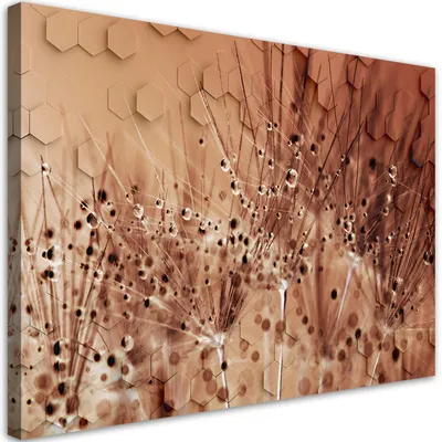 Produktbild von Leinwandbild Löwenzahn in Tautropfen 60x40 Feeby Orange bild für die wand bereit zum aufhängen