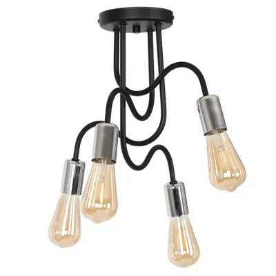 Immagine prodotto di Lampada da soffitto industriale nero cromo Dow 4xE27 15W Luminex