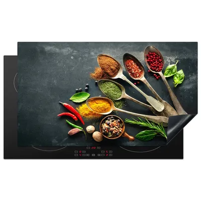 Obrázek produktu pro KitchenYeah® Kryt varné desky lžíce - bylinky - beton, 91x52cm, dekorace do kuchyně, keramický kryt varné desky, kryt varné desky