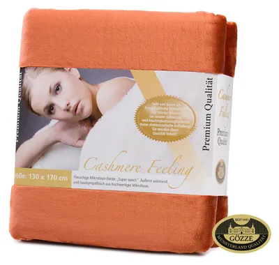 Produktbild von GÖZZE Premium Cashmere Feeling Wohndecke flauschige antistatische Mikrofaser-Kuscheldecke in Cashmere-Feeling Qualität Zimt 130 x 170 cm