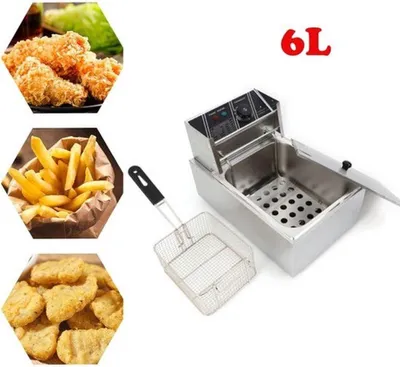 Image de Friteuse - 2500W - Capacité de 6 litres - Acier inoxydable - Argentée - Pour cuisine professionnelle