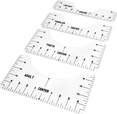 Zdjęcie produktu dla 4PCS Linijka do koszulek narzędzie do wyrównywania odzieży dziecięcej dla dorosłych młodzieży dla dzieci, które mierzą w przejrzysty sposób