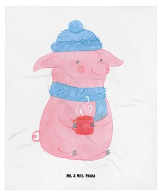 Produktbild von Mr. & Mrs. Panda Erstlingsdecke Schwein Glühwein - Weiß - Geschenk, Glühschwein, Punsch, Plaid, Kinderdecke, Weihnachten, Schlummerdecke, Babydecke, Fleecedecke