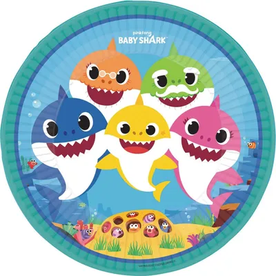 Produktbild von Baby Shark Music Pappteller 8 Stk. 23 cm