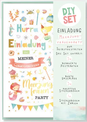 Produktbild von Einladungen Kindergeburtstag DIY Set 5 Postkarten 5 Umschläge Meer Einladungskarten zum Selbstgestalten