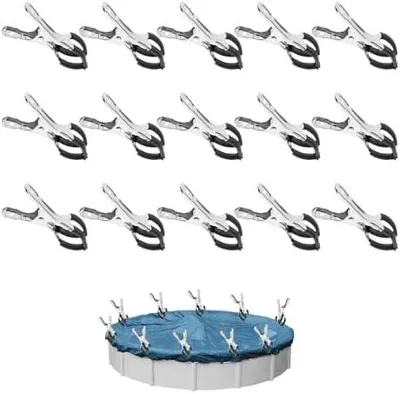 Produktbild von 15 Stück Klammern Metall für Poolabdeckung, Befestigungsklammern mit Schutzfolie, Klemmzwingen für Oberirdische Pools, Klemmzwingen mit Starker Spannkraft zum Wäscheklammern, Fotografie, Holzwerkstatt