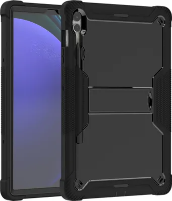 Immagine prodotto di Custodia per Samsung Galaxy Tab S10+ / Tab S9+ Plus da 12,4 pollici, robusta custodia ibrida protettiva per tablet con supporto nero
