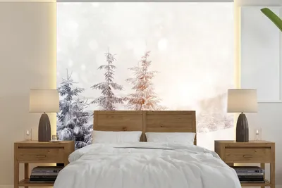 Produktbild von MuchoWow® Fototapete für Wohnzimmer oder Schlafzimmer Wandtapete Vinyl Motivtapete Baum - Schnee - Winter - 220x220 cm - Tapeten