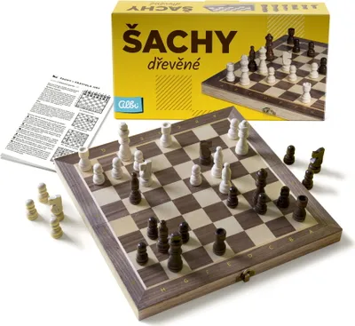 Obrázek produktu pro Dřevěné šachy + hrací deska 29,5 cm × 29,5 cm..