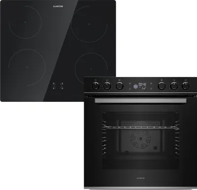 Klarstein ControlSync Backofen Mit Induktionskochfeld - 72L Einbaubackofen, 9 Kochfunktionen, Digitaler Timer, Kindersicherung, Kochfeld 4 Zonen Mit Booster, Schwarzes Glas, Energieklasse A
