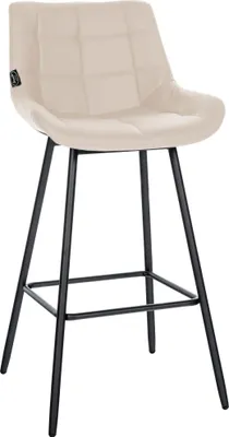 Produktbild von CLP Barhocker Weston mit Metallgestell und Fußstütze I Samt oder Kunstleder creme Material Kunstleder