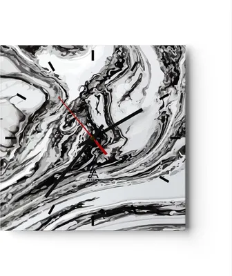 Produktbild von Wanduhr - Quadrat - Glasuhr - Abstraktion modern - 30x30cm - Schleichendes Uhrwerk - Lautlos - zum Aufhängen bereit - Dekoration Modern - Wanddekoration aus Glas - C3AC30x30-4083