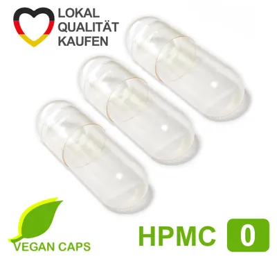 Produktbild von Leerkapseln vegan / vegetarisch HPMC Gr. 0 leere Kapseln Zellulose - 5000 Stück