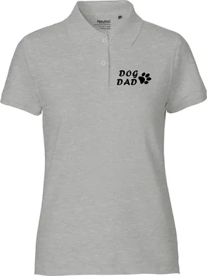 Produktbild von Huuraa Damen Polo Shirt Dog Dad Tapse L Sport Grey Bio Baumwolle Fairtrade Poloshirt Geschenkidee