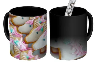 Obrázek produktu pro MuchoWow® Kouzelný pohár Sušenky s jednorožcem 350 ml Barva měnící se pohár Dárkový nápad - foto hrnek