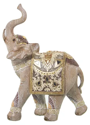 Elefantenfigur aus Harz, gold, 21x9x28 cm