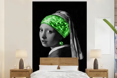 Produktbild von MuchoWow® Fototapete für Wohnzimmer oder Schlafzimmer Wandtapete Vinyl Motivtapete Das Mädchen mit dem Perlenohrring - Johannes Vermeer - Grün - 200x300 cm - Wanddekorationen