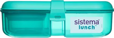 Productafbeelding van Sistema® Lunch™ Lunchbox met drie compartimenten en beker voor yoghurt, 1,1 liter, mintgroen