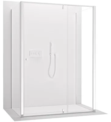 Obrázek produktu pro CERANO - Třístěnný sprchový kout Santini U L/P - 6 mm - chrom, transparentní sklo - 120x90x195 cm - pivotový