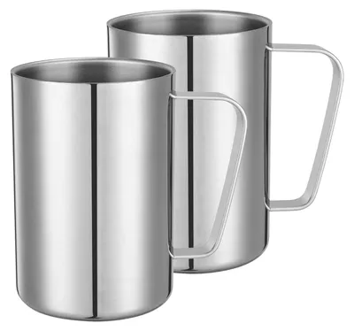 2er-Pack 500 ml Isolierbecher Edelstahl mit Henkel, spülmaschinengeeignet