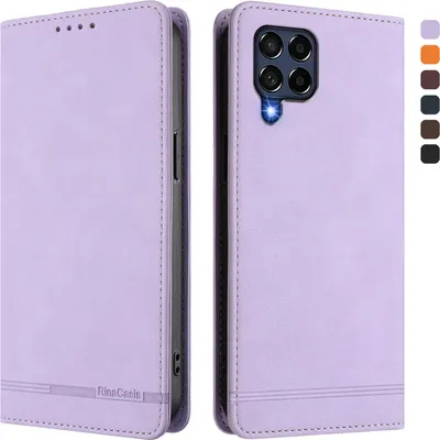 Produktbild von Hülle für Samsung Galaxy M53 5G, Retro Kunstleder Ständer Klapphülle mit Kartenfächer und Magnetische Violett