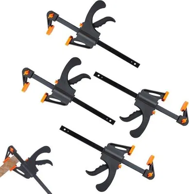 Produktbild von Famanu Schnellspannklemmen für Holzarbeiten - Einhandklemmen Set von 4 - 102 mm x 35 mm