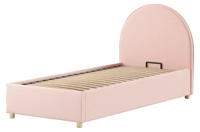 Produktbild von Polsterbett Karlotta 90x200 mit Bettkasten Bouclé Stoff rosa