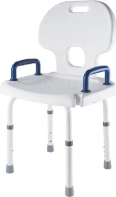 Produktbild von Duschstuhl DH 40 L mit Rückenlehne, Haltegriffe weiß>>>>