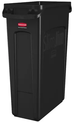 Produktbild von Rubbermaid Slim Jim Mülleimer mit Belüftungskanälen | 87 Liter, HxBxT 76,2x28x56cm | Schwarz