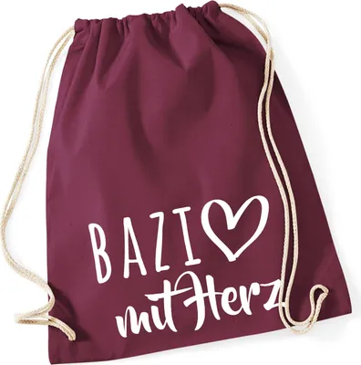 Produktbild von Huuraa Turnbeutel Bazi mit Herz 12 Liter Burgundy Baumwolle Rucksack Geschenkidee