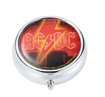 Produktbild von Taschen ASCHENBECHER "AC/DC" Ø5cm Deckel aus Metall rund mini mit Ablagefläche Taschenaschenbecher Reise Outdoor Reiseaschenbecher 81 (Blitz)