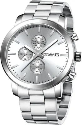 Produktbild von Herren Uhr Chronographen EdelstahlBand Männer Uhren Wasserdicht Armbanduhr Business Schwarz Stoppuhr mit Datum Analog Quarzuhren