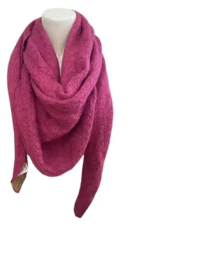 Produktbild von Winter Damen Schal Bouclé » Damenschal » Dreiecksschal 200x70 cm » Winterschal Alpaca Touch-Feeling » weich & flauschig: Weinrot Farbe: Weinrot
