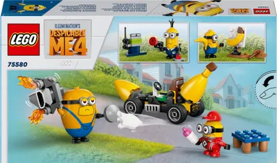 Zdjęcie produktu dla LEGO Despicable Me 4 Minionki i bananowóz, Zabawka dla Dziecka, Małe Auto i Figurki Minionków, Kreatywny Zestaw Filmowy, Fajny Pomysł na Prezent dla 6-latka, dla Chłopca i Dziewczynki, 75580