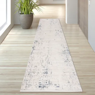 Obrázok produktu pre Lesklý koberec do obývačky v modro-bielej farbe – rozmery 80 x 300 cm