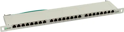 Produktbild von INLINE Patchfeld Cat.6 24-fach 48,26cm 19Zoll 0,5HE lichtgrau RAL7035