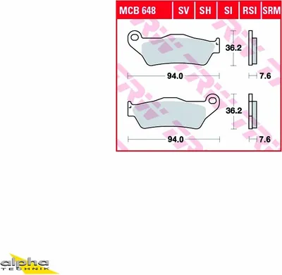 Image de TRW Jeu de plaquettes de frein MCB648SI TC125 1190 Adventure KTM Adventure Sport 1200 LP K1300S K12S 300