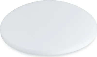 A white, circular foam pad is shown from a slightly elevated diagonal angle against a white background.