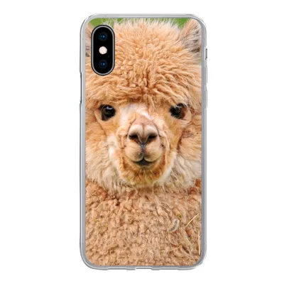 Produktbild von MuchoWow® Handyhülle Schutzhülle Hülle für iPhone X Alpaka - Wolle - Braun Silikon Softcase Handy Hülle - Handyhülle