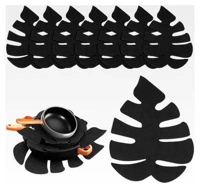 Produktbild von 8 Stück Pfannenschoner 35×27cm, Filz, blattformig, Topfschutz, kratzfest, für Pfannen, Töpfe und Schüsseln, Küchenutensilien