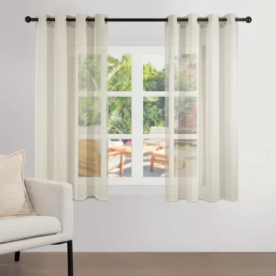 Obrázok produktu pre Závesy s okami, 2 kusy, 160x140 cm, béžové, priehľadné, vhodné do obývačky alebo spálne