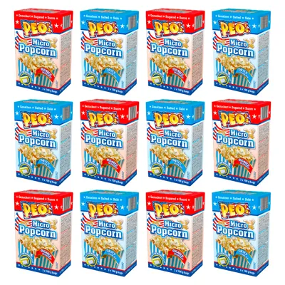 Produktbild von Peo's Mikrowelle Popcorn - 72er Vorteilspack ( 24 Schachteln mit 3 x 100g Inhalt) Salzig Süß Mixed - Süßigkeiten für die Karneval, Party, Kinoabend
