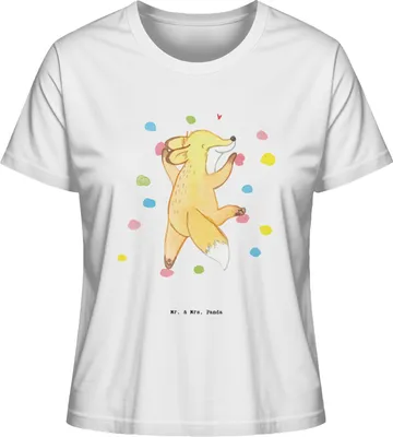 Produktbild von Mr. & Mrs. Panda Damen T-Shirt Fuchs Bouldern Größe S - Weiß - Geschenk, Boulderhalle, shirt, Basic, Oberteil, Klettern, Kletterhalle